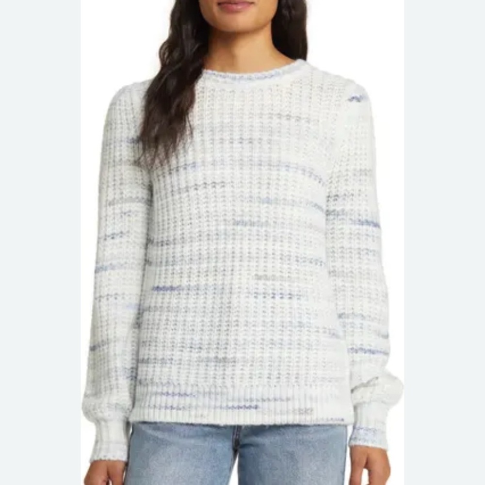 Caslon Sweater Space-Dye , pale blue & white Loose-stitched SZ large